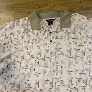Woolrich Short Sleeved Button Up AOP All Over Fish Print Fishing Rods Mens XL